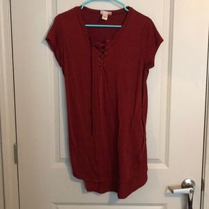 Maroon Lace up Tunic
